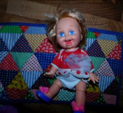 SO PLAYFUL PENNY GALOOB BABY FACE DOLL, MOLD 10, BABY FACE TOP, PURPLE SHOES